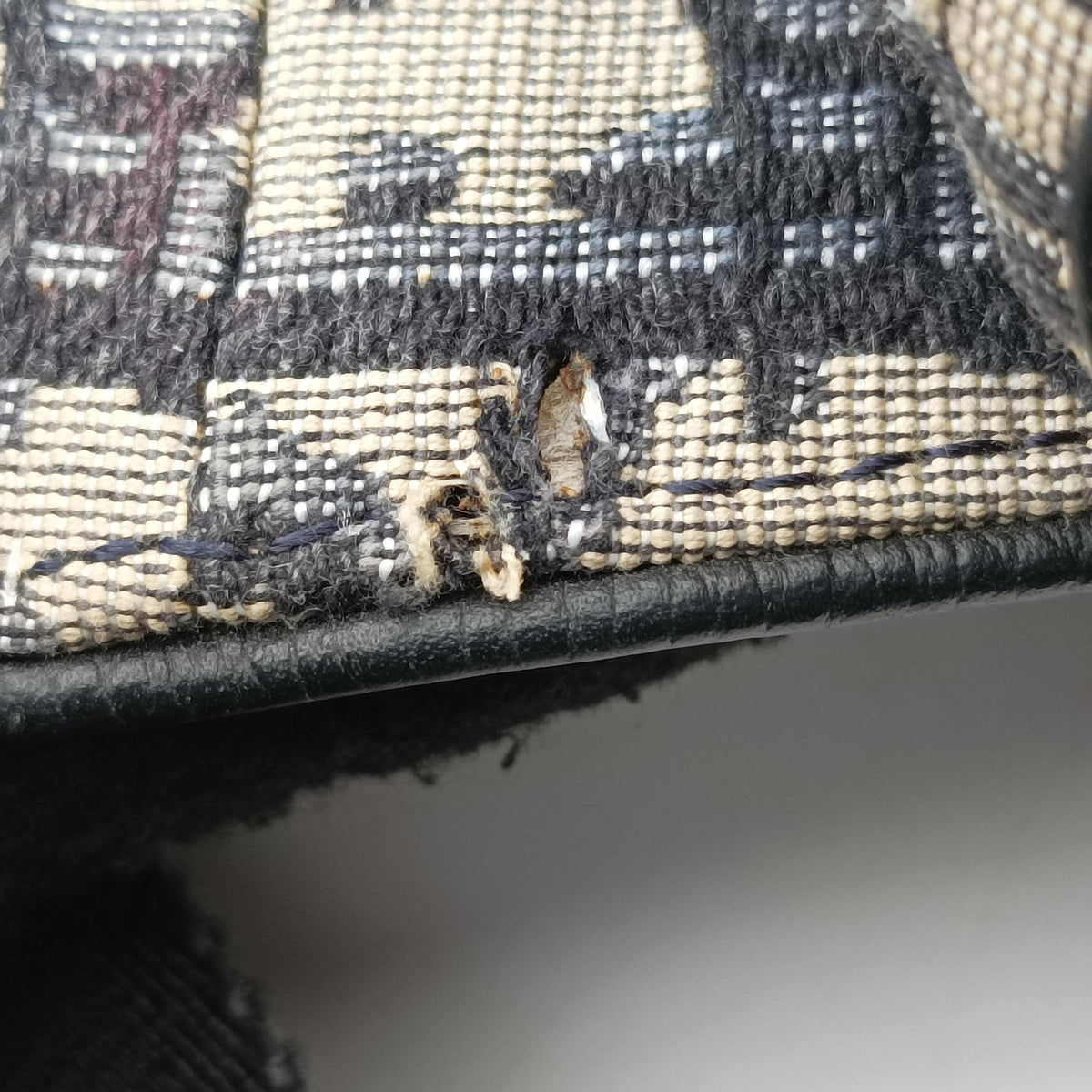 Pre-owned Christian Dior saddle Navy Jacquard×Leather  bum bag/waist bag | stylenewstar
