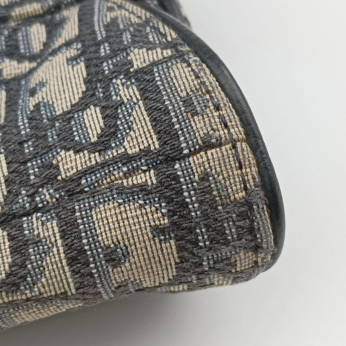 Pre-owned Christian Dior saddle Navy Jacquard×Leather  bum bag/waist bag | stylenewstar