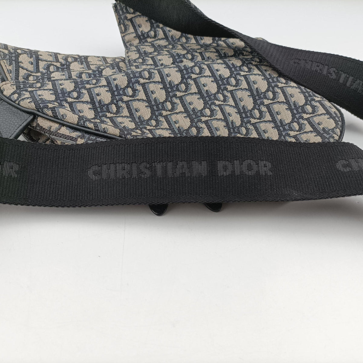 Pre-owned Christian Dior saddle Navy Jacquard×Leather  bum bag/waist bag | stylenewstar