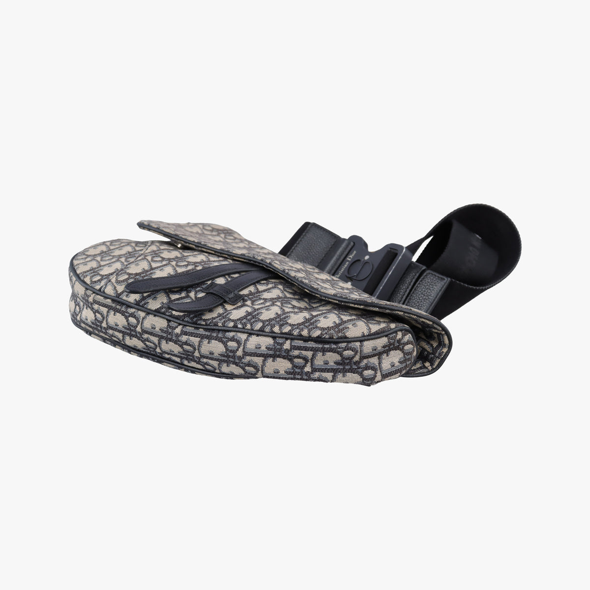 Pre-owned Christian Dior saddle Navy Jacquard×Leather  bum bag/waist bag | stylenewstar
