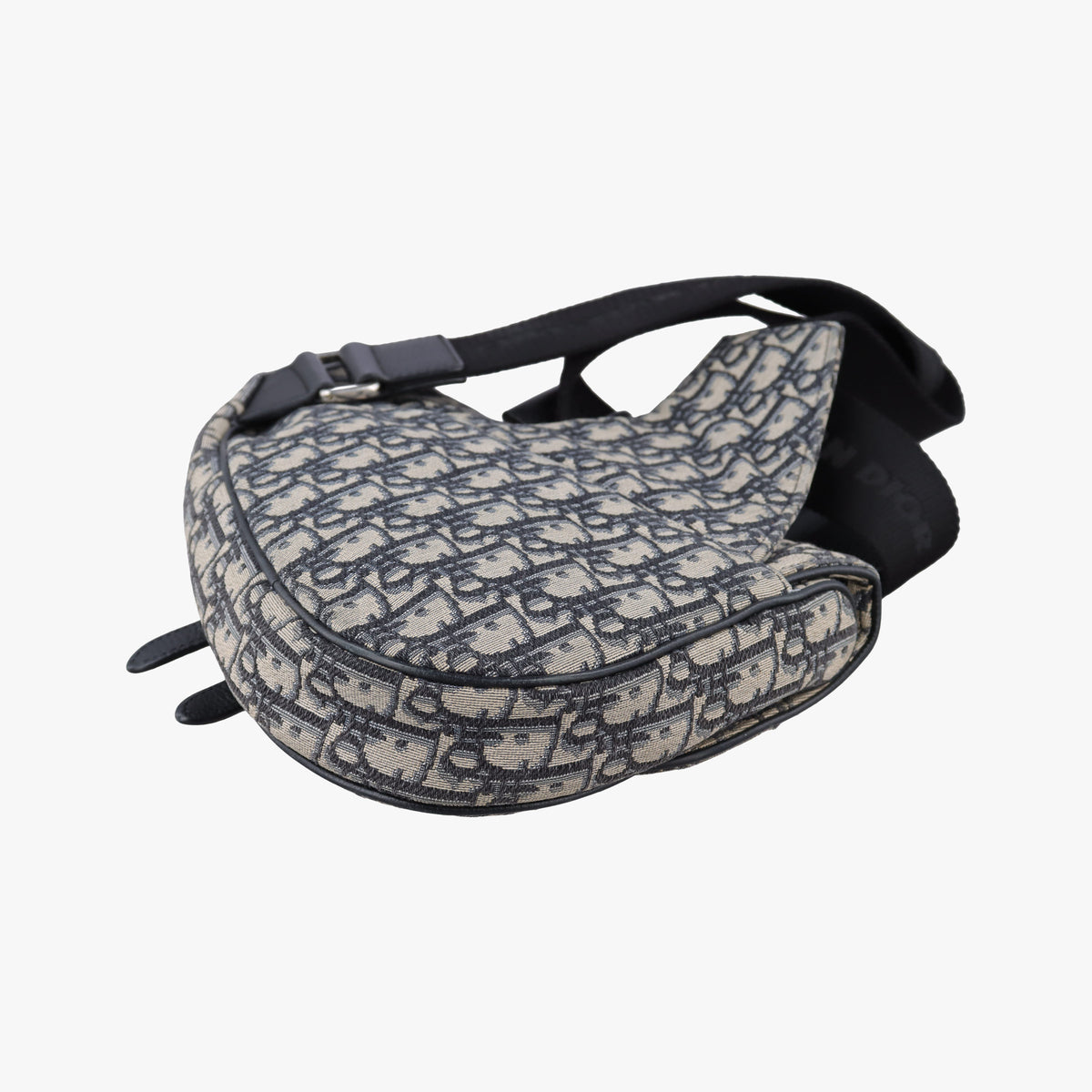 Pre-owned Christian Dior saddle Navy Jacquard×Leather  bum bag/waist bag | stylenewstar