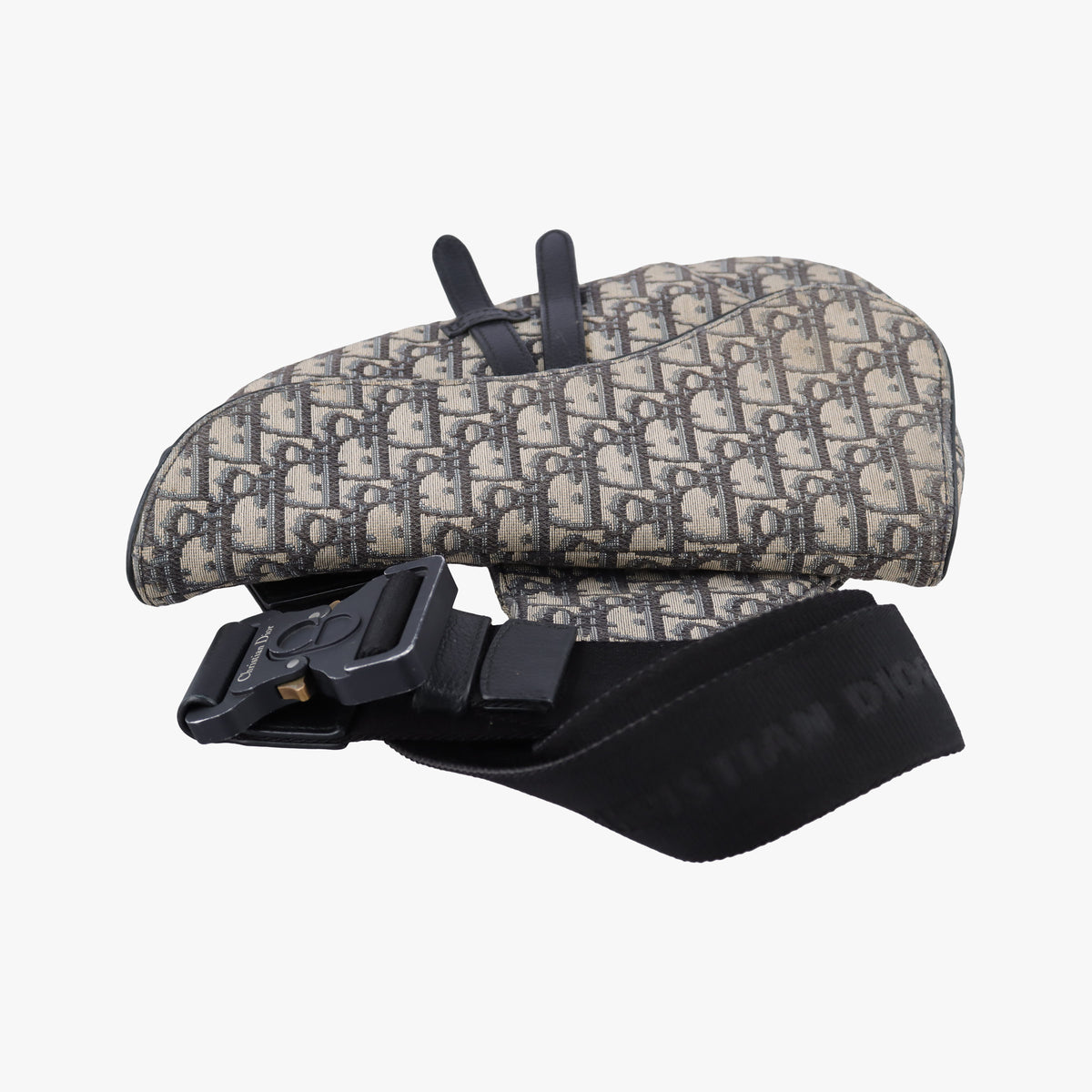Pre-owned Christian Dior saddle Navy Jacquard×Leather  bum bag/waist bag | stylenewstar