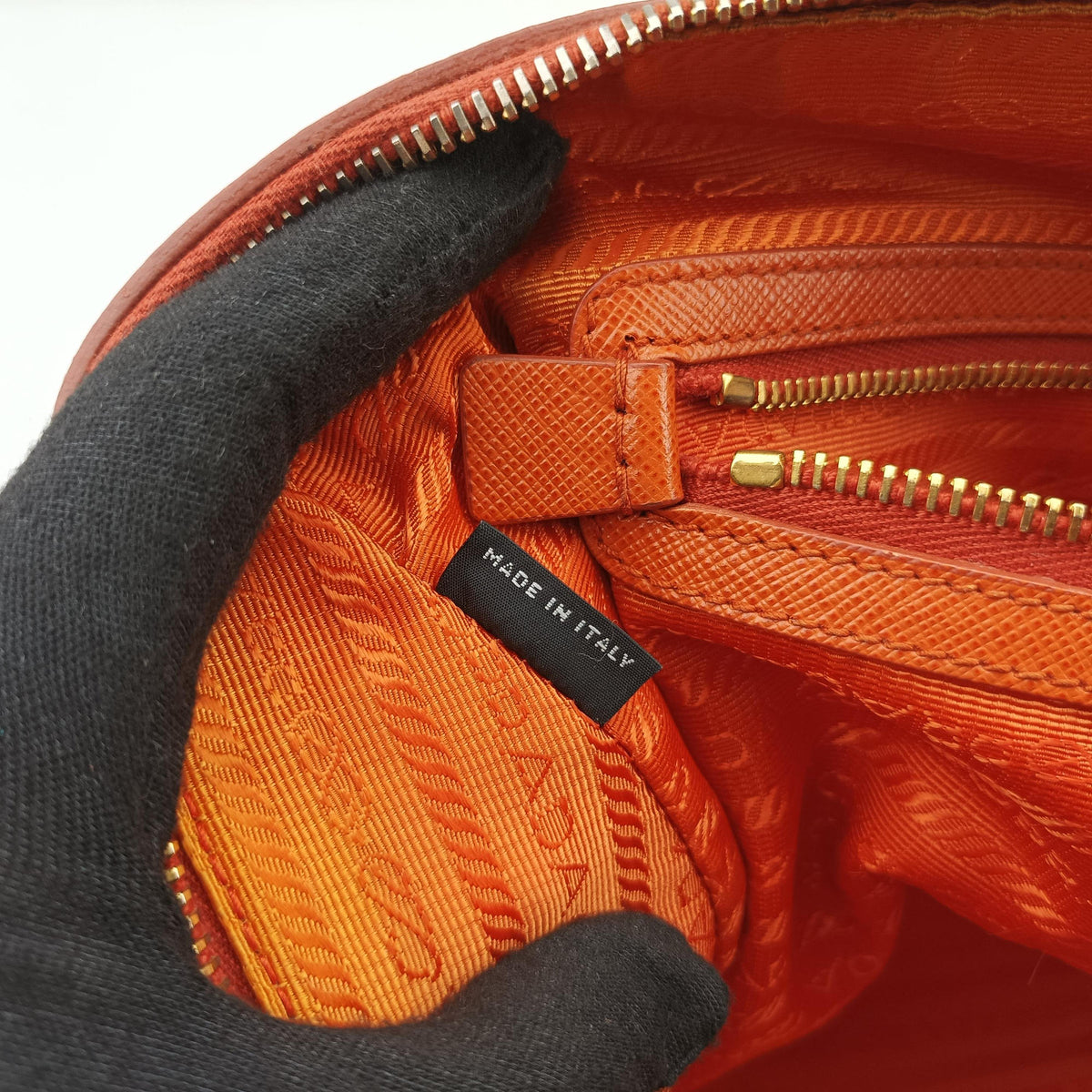 Pre-owned Prada bowling Orange SAFFIANO Leather  shoulderbag | stylenewstar