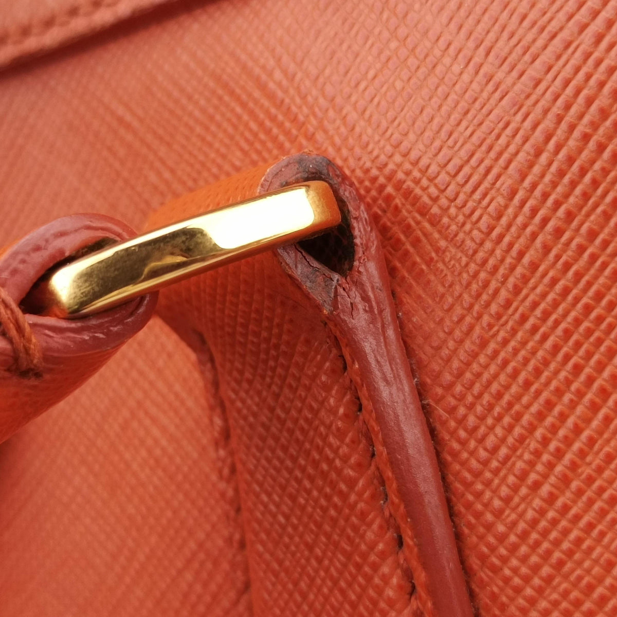 Pre-owned Prada bowling Orange SAFFIANO Leather  shoulderbag | stylenewstar