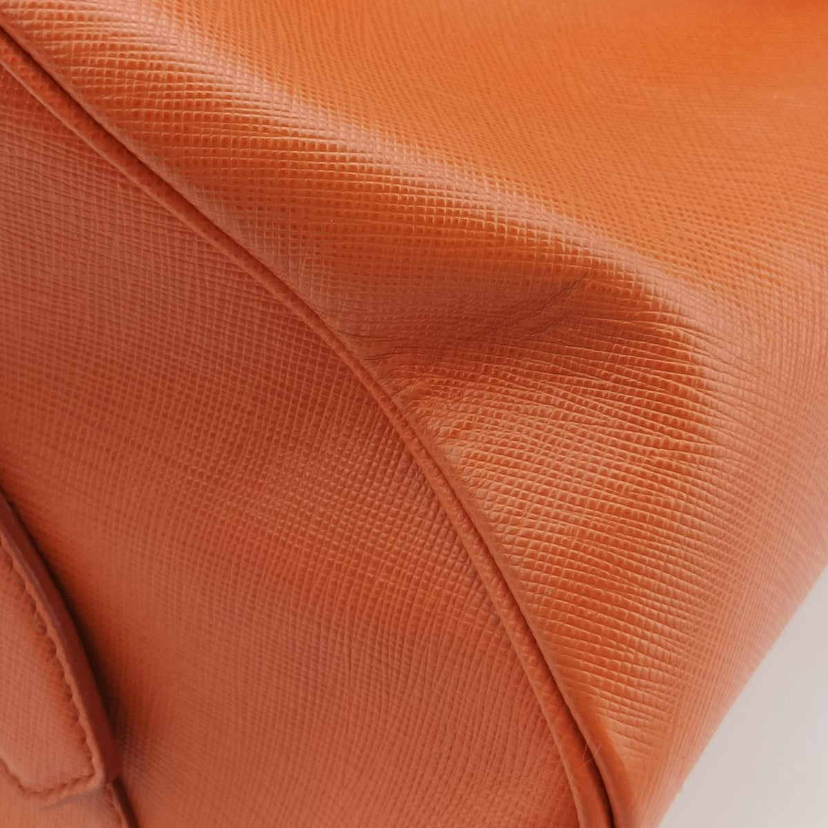 Pre-owned Prada bowling Orange SAFFIANO Leather  shoulderbag | stylenewstar
