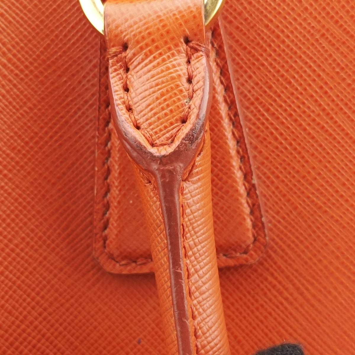 Pre-owned Prada bowling Orange SAFFIANO Leather  shoulderbag | stylenewstar