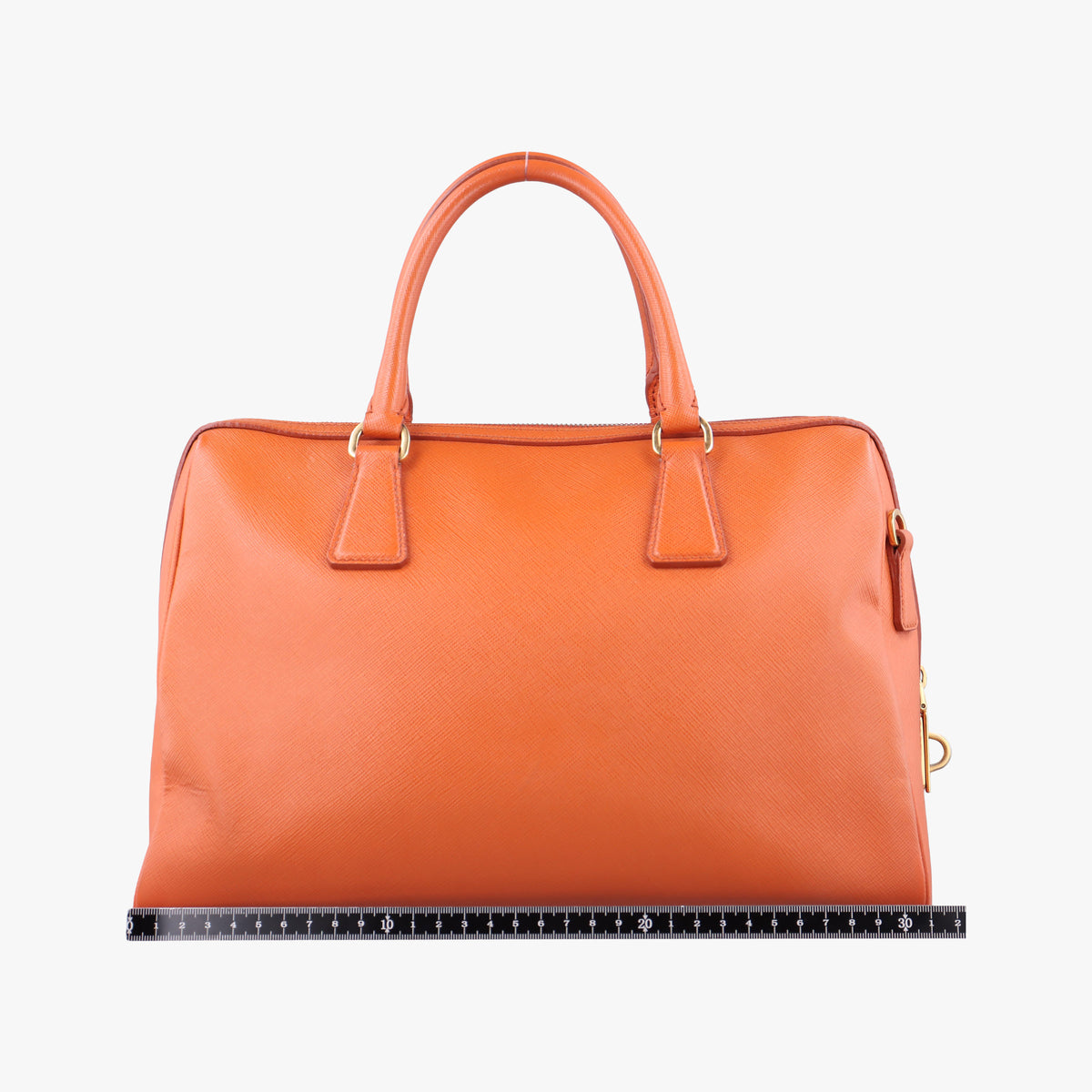 Pre-owned Prada bowling Orange SAFFIANO Leather  shoulderbag | stylenewstar