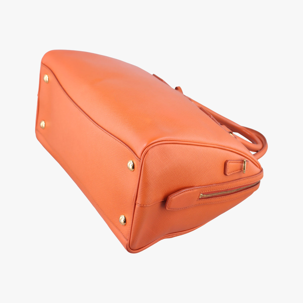 Pre-owned Prada bowling Orange SAFFIANO Leather  shoulderbag | stylenewstar