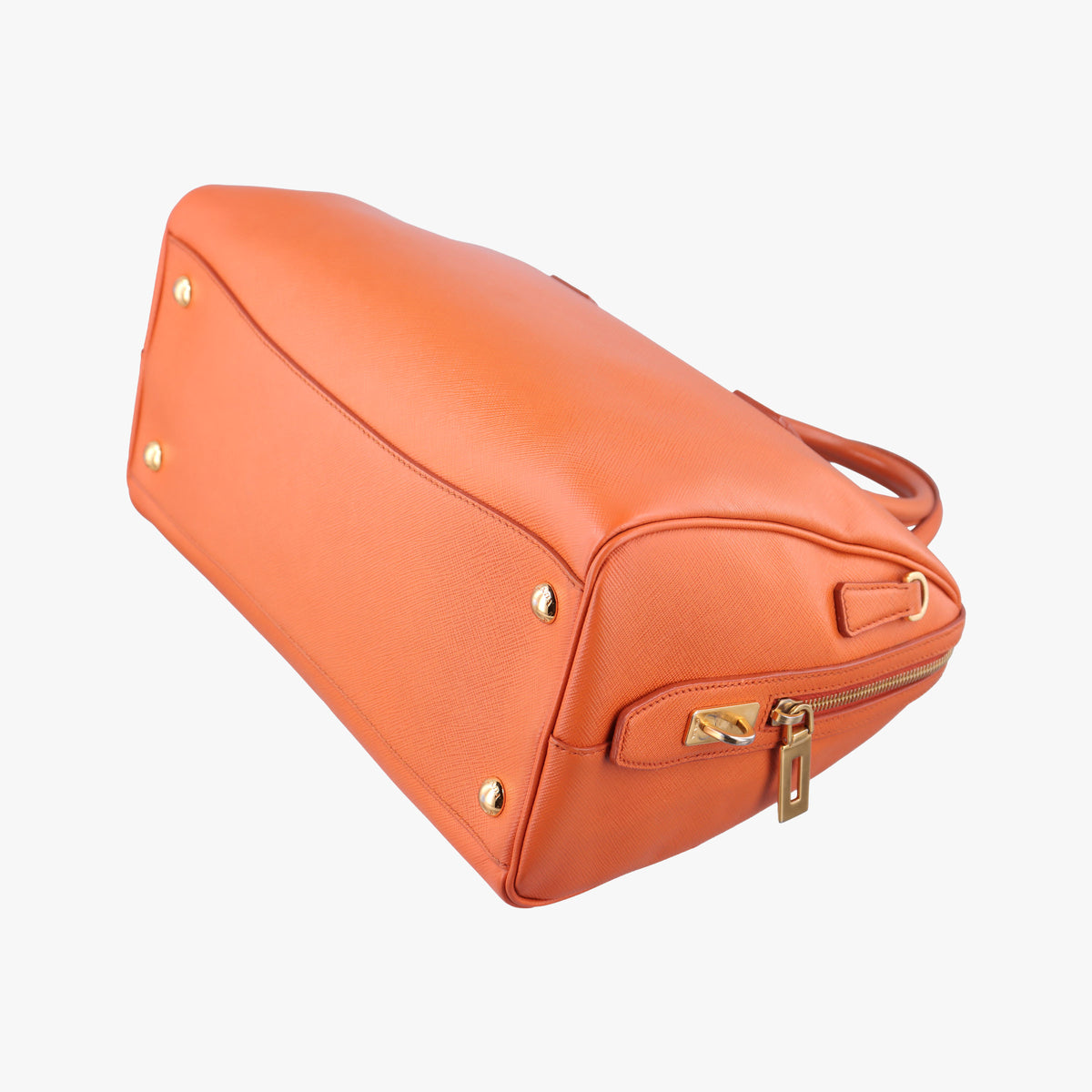 Pre-owned Prada bowling Orange SAFFIANO Leather  shoulderbag | stylenewstar