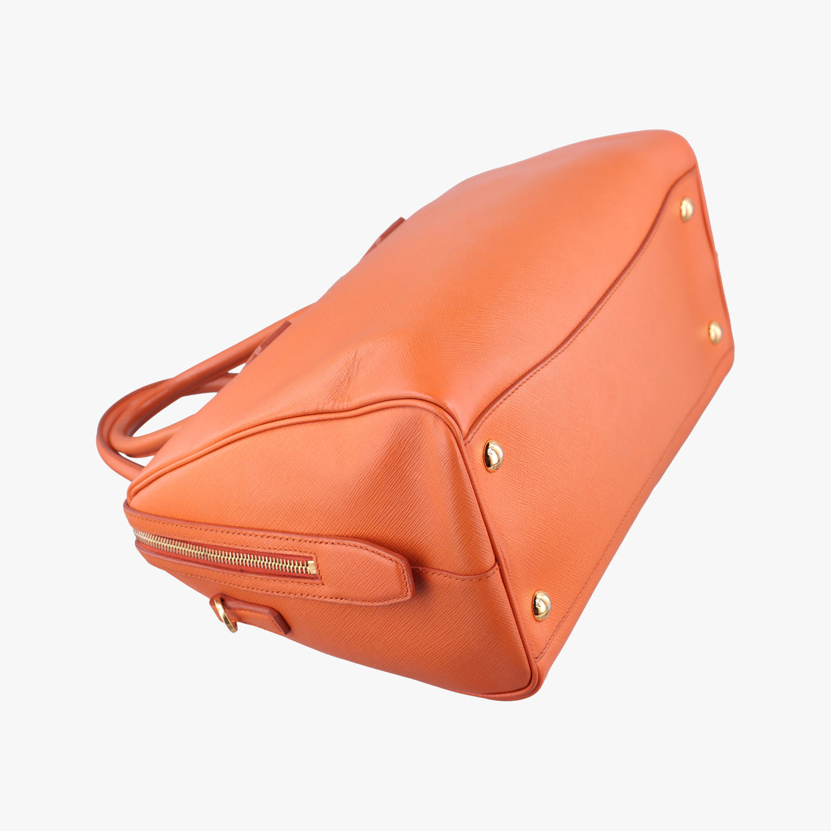 Pre-owned Prada bowling Orange SAFFIANO Leather  shoulderbag | stylenewstar