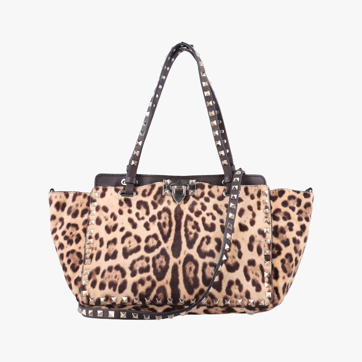 Pre-owned Valentino Rockstud Brown ponyhair  shoulderbag | stylenewstar