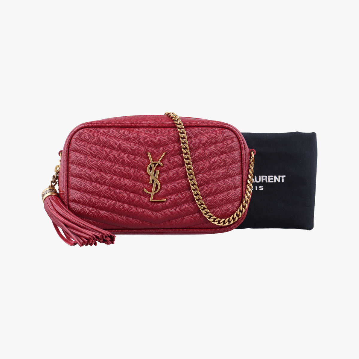 Vintage Yves Saint Laurent LOU camera Red Leather 612579 shoulderbag | stylenewstar
