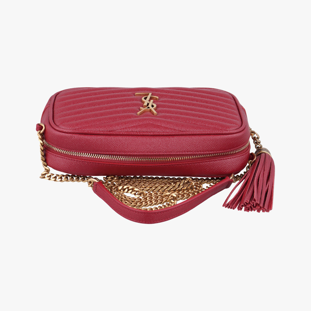 Vintage Yves Saint Laurent LOU camera Red Leather 612579 shoulderbag | stylenewstar