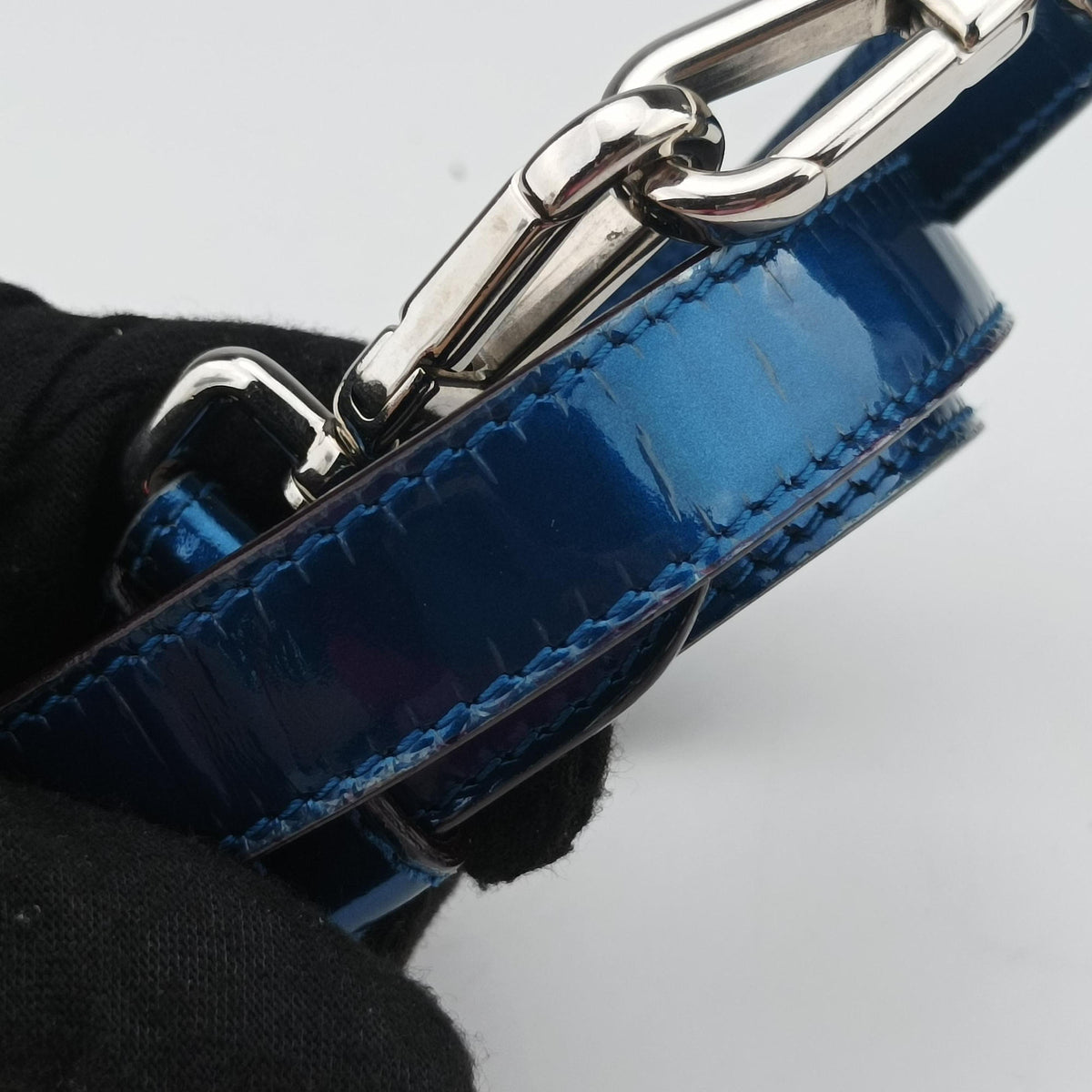 Pre-owned Christian Dior Diorissimo Blue Patent  x Leather  shoulderbag | stylenewstar