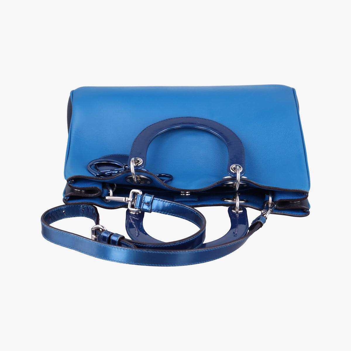 Pre-owned Christian Dior Diorissimo Blue Patent  x Leather  shoulderbag | stylenewstar