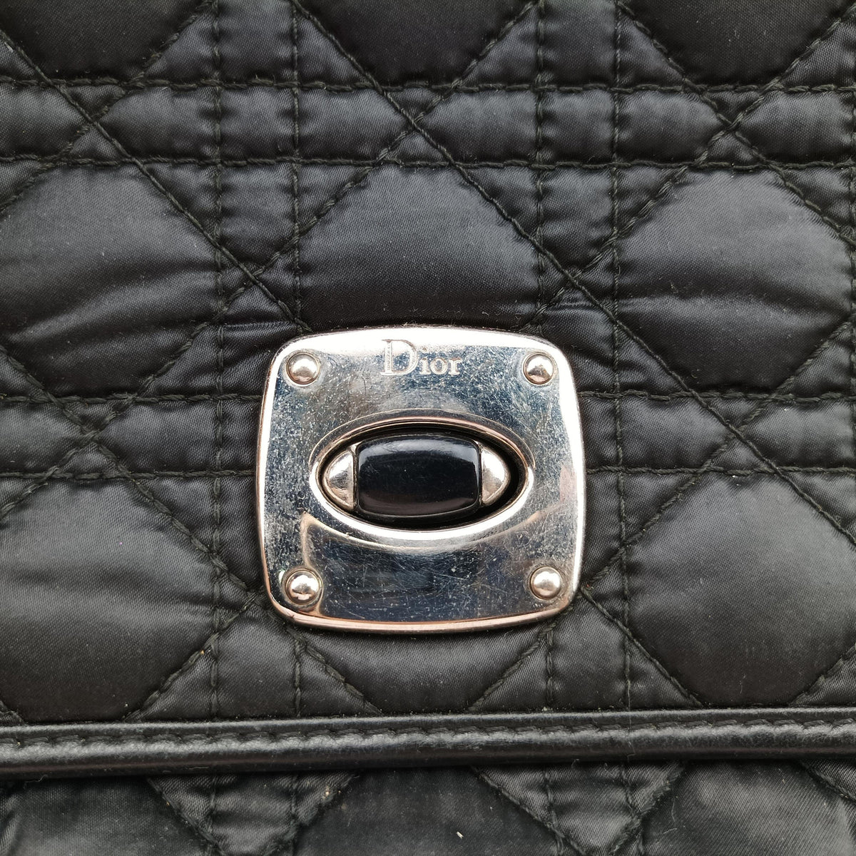 Vintage Christian Dior Cannage stitching Black Nylon×leather  shoulderbag | stylenewstar