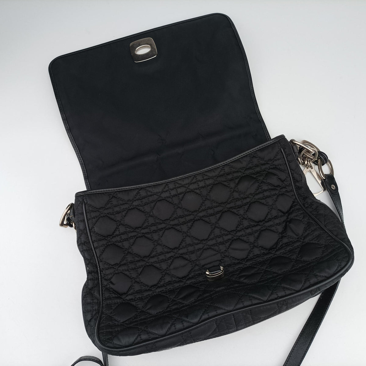Vintage Christian Dior Cannage stitching Black Nylon×leather  shoulderbag | stylenewstar