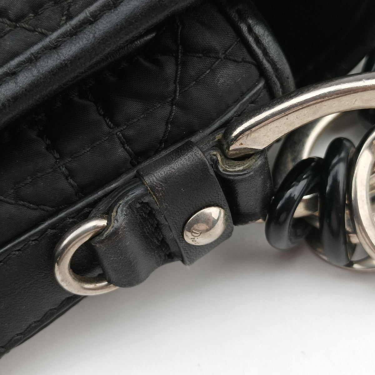 Vintage Christian Dior Cannage stitching Black Nylon×leather  shoulderbag | stylenewstar