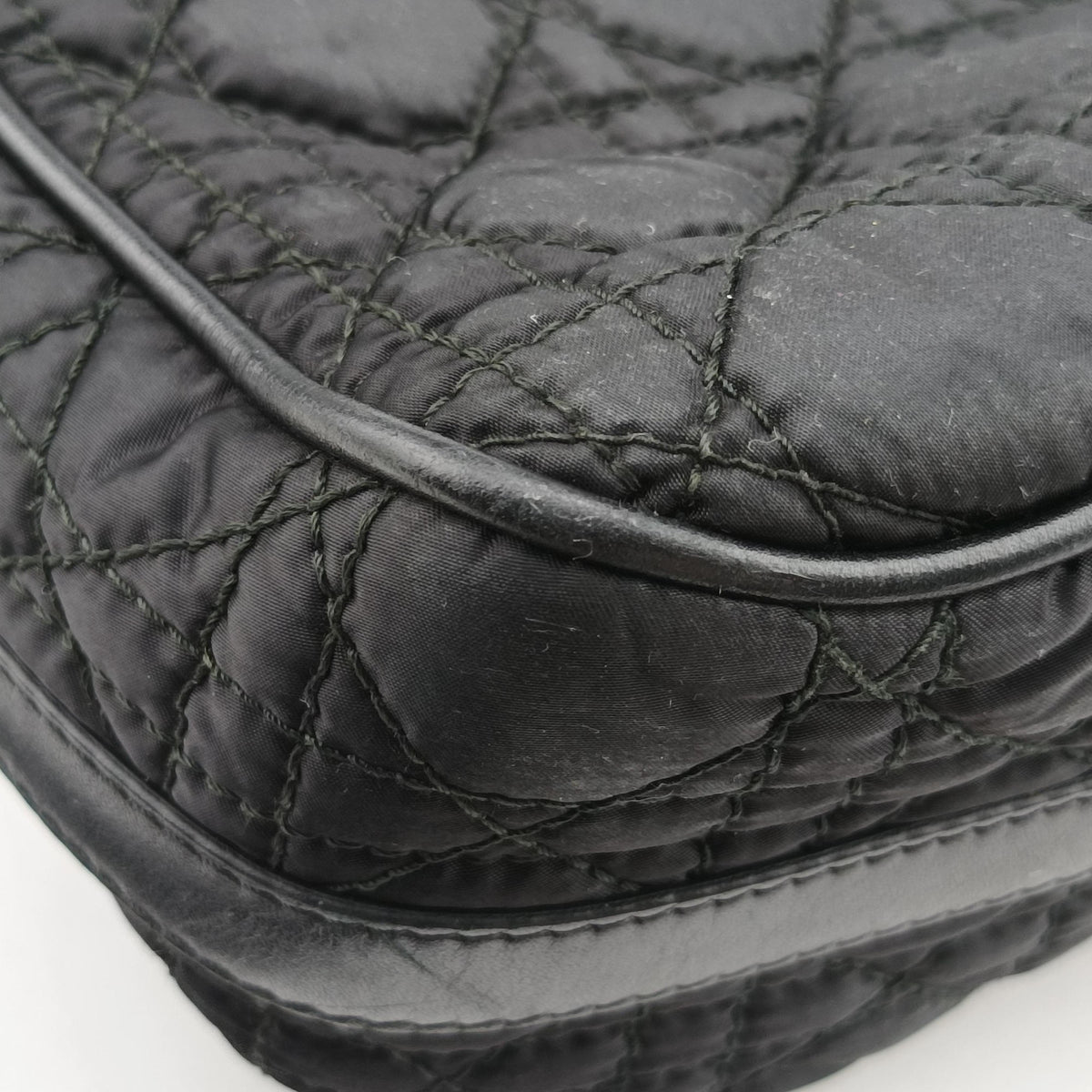 Vintage Christian Dior Cannage stitching Black Nylon×leather  shoulderbag | stylenewstar