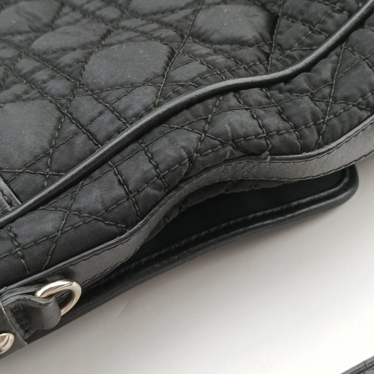 Vintage Christian Dior Cannage stitching Black Nylon×leather  shoulderbag | stylenewstar