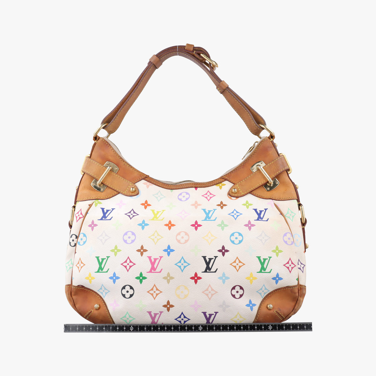 Pre-owned Louis Vuitton GRETA white Monogram Multicolor M40195 handbag | stylenewstar