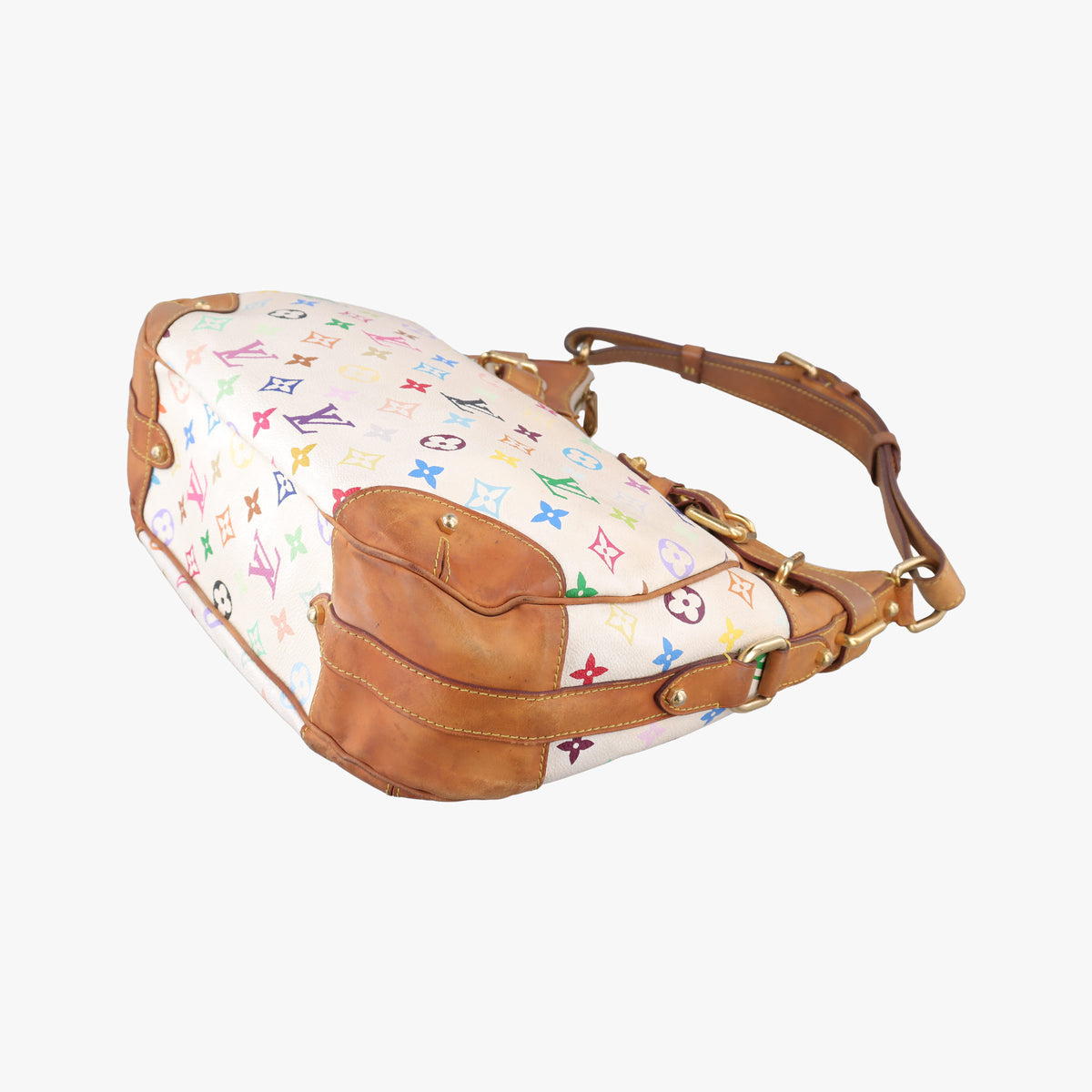 Pre-owned Louis Vuitton GRETA white Monogram Multicolor M40195 handbag | stylenewstar
