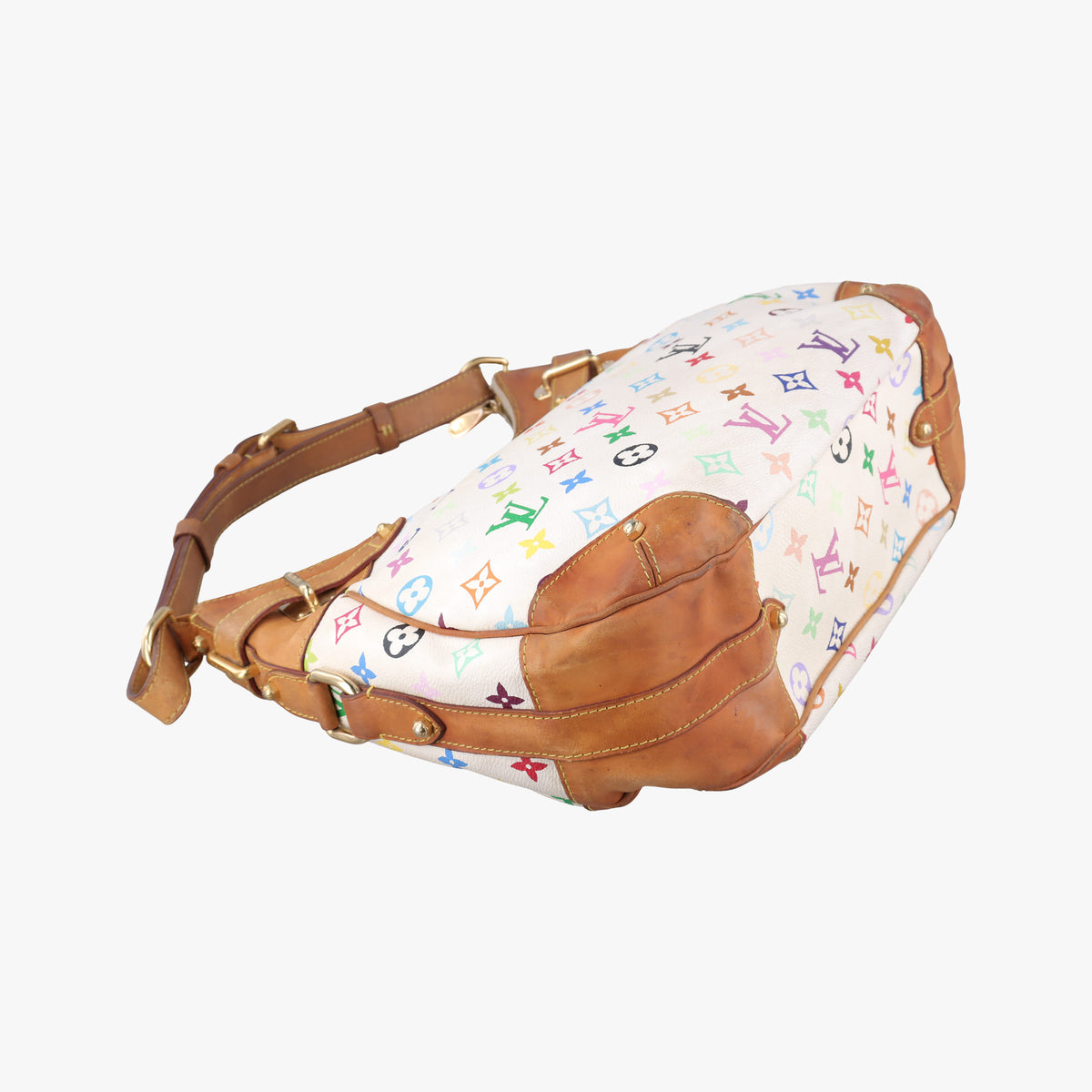 Pre-owned Louis Vuitton GRETA white Monogram Multicolor M40195 handbag | stylenewstar
