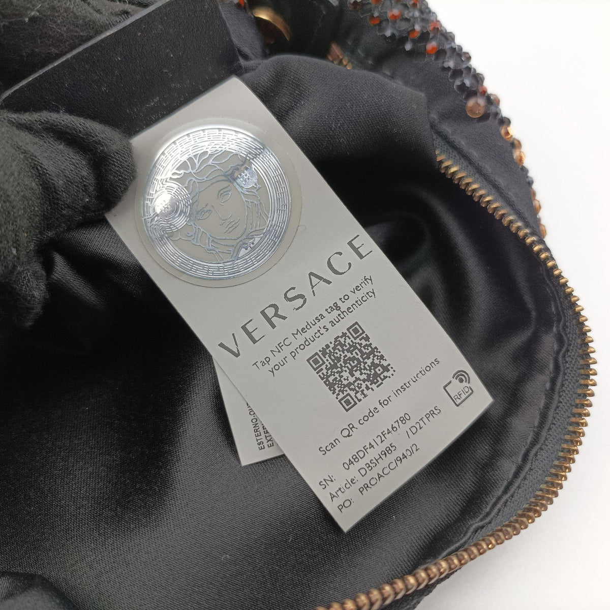 Vintage VERSACE Crystal Hobo Black Satin  shoulderbag | stylenewstar