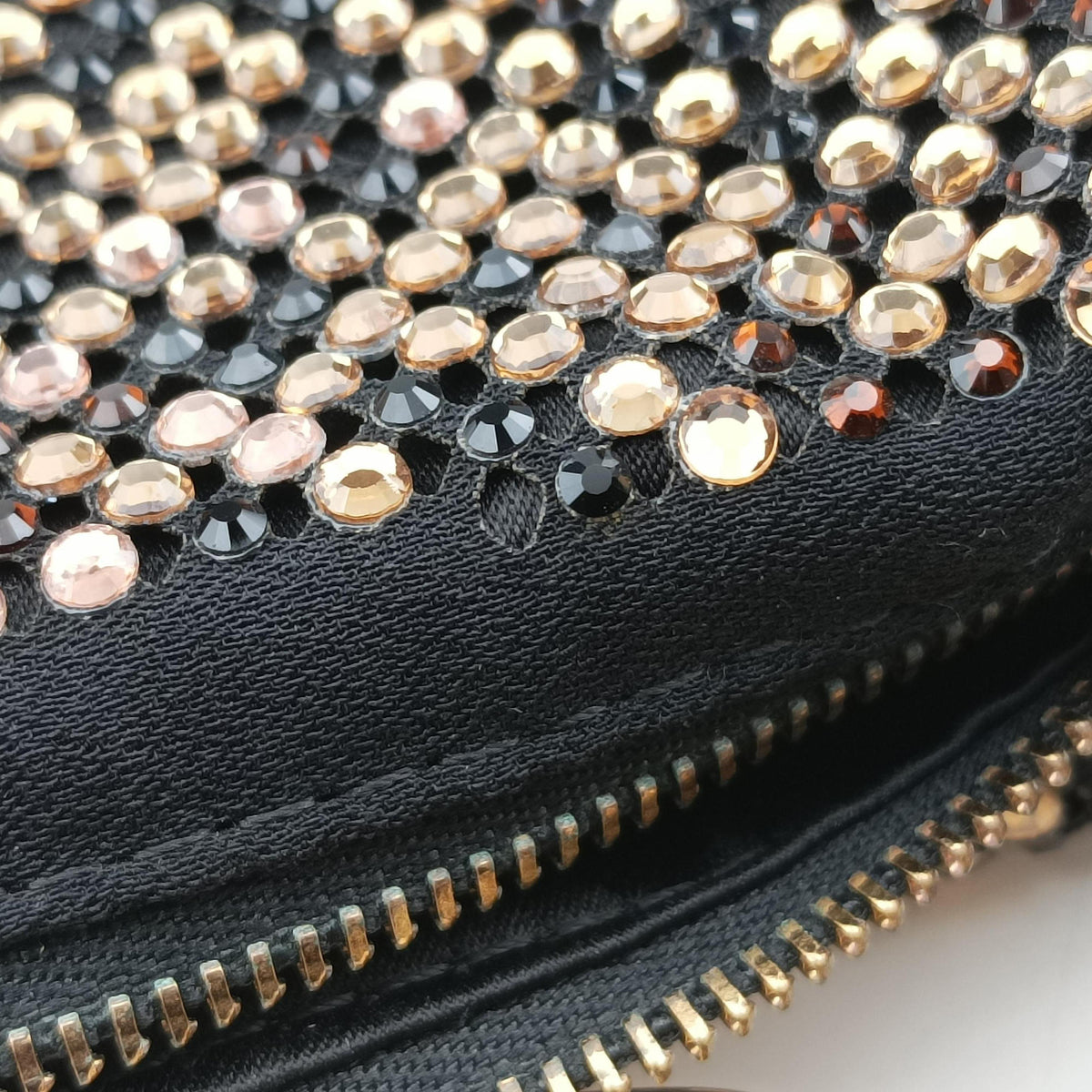 Vintage VERSACE Crystal Hobo Black Satin  shoulderbag | stylenewstar