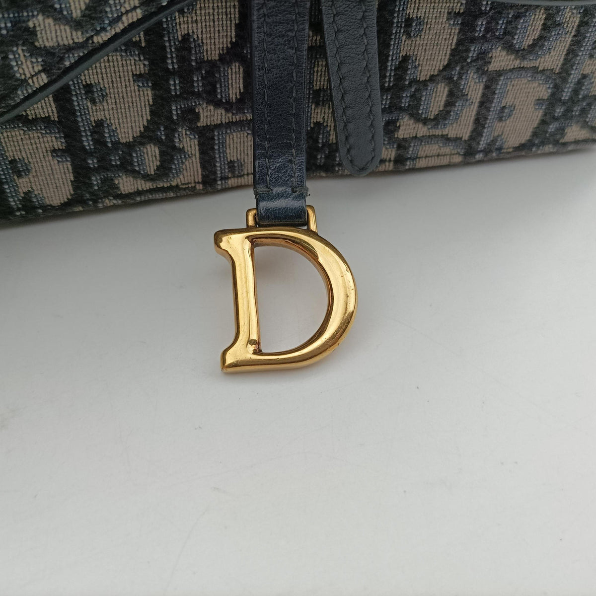 Pre-owned Christian Dior Saddle Navy jacquard  bum bag/waist bag | stylenewstar