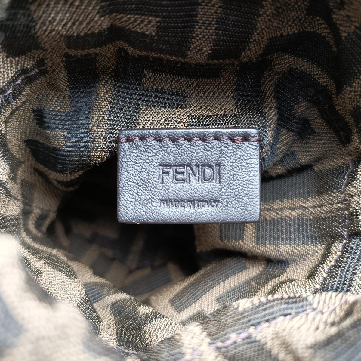 Pre-owned Fendi Nano Step Out IvoryxBrown Straw×Canvas×Leather 7AS189 shoulderbag | stylenewstar