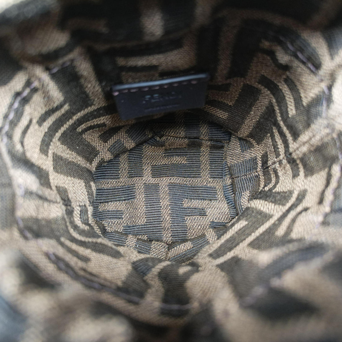 Pre-owned Fendi Nano Step Out IvoryxBrown Straw×Canvas×Leather 7AS189 shoulderbag | stylenewstar