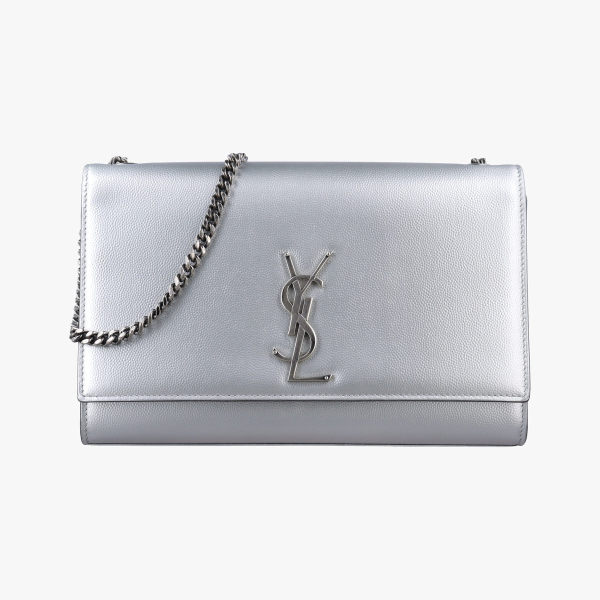 Pre-owned Yves Saint Laurent KATE Silver Leather 364021 shoulderbag | stylenewstar