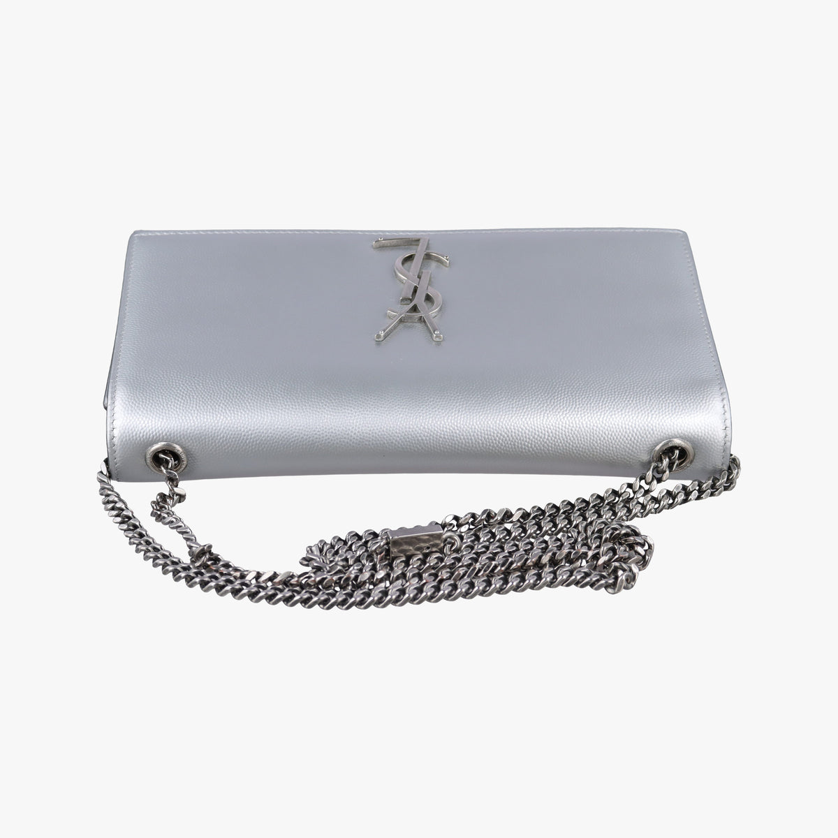 Pre-owned Yves Saint Laurent KATE Silver Leather 364021 shoulderbag | stylenewstar