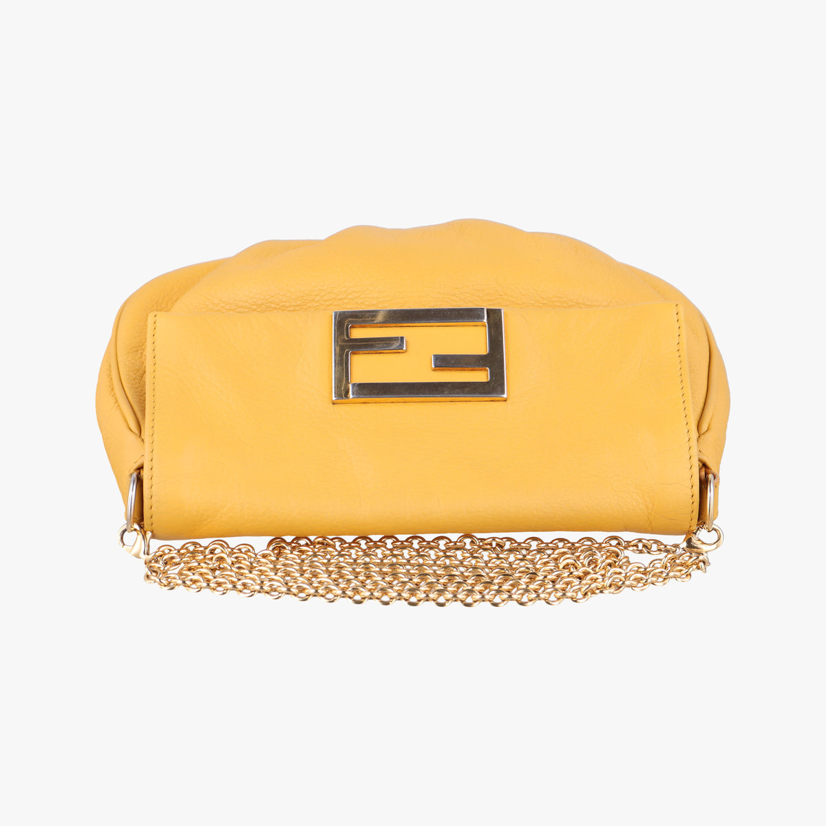 Pre-owned Fendi Fendista Pochette Yellow Leather 8M0376 shoulderbag | stylenewstar
