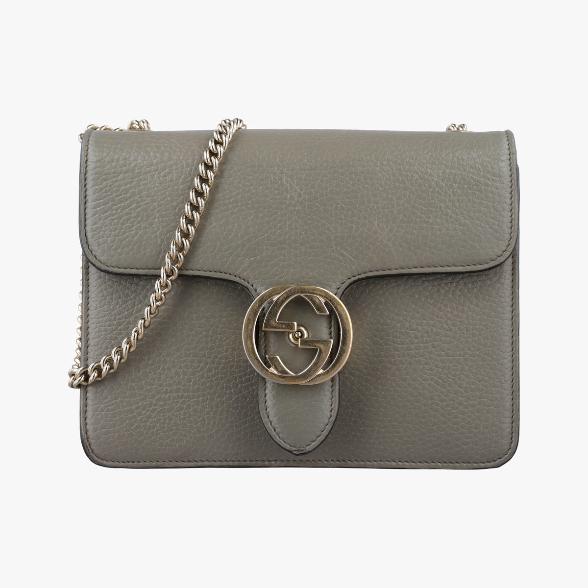 Pre-owned Gucci Interlocking G Grey Leather 510304 shoulderbag | stylenewstar