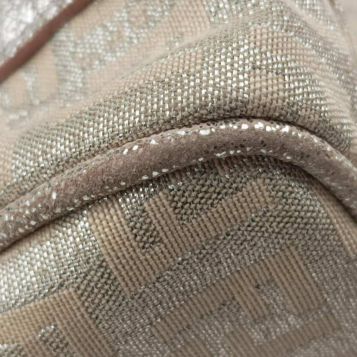 Pre-owned Fendi Zucchino Glitter Logo Pink Canvas 8BL071 handbag | stylenewstar