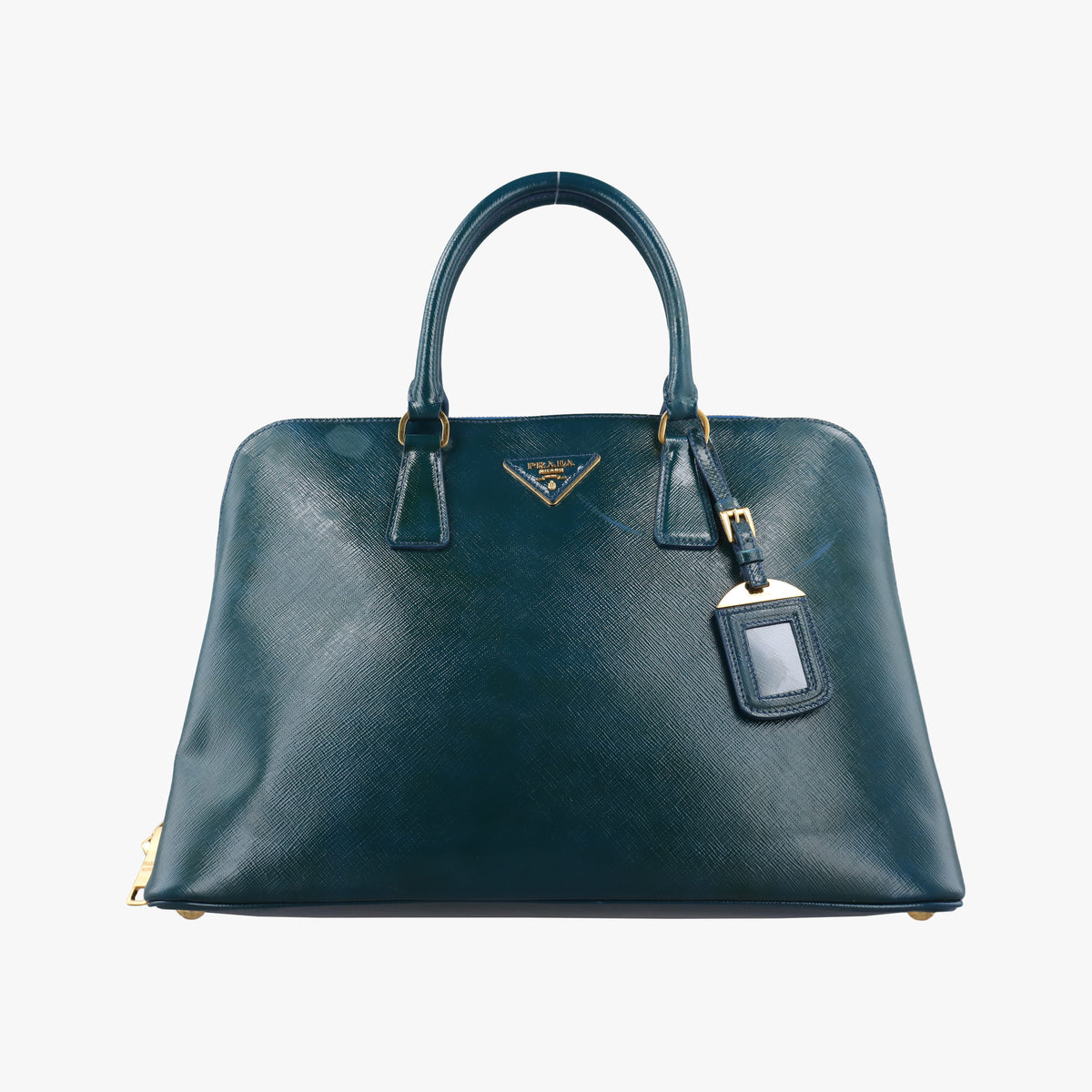 Pre-owned Prada Promenade Green Patent SAFFIANO Leather BL0812 handbag | stylenewstar