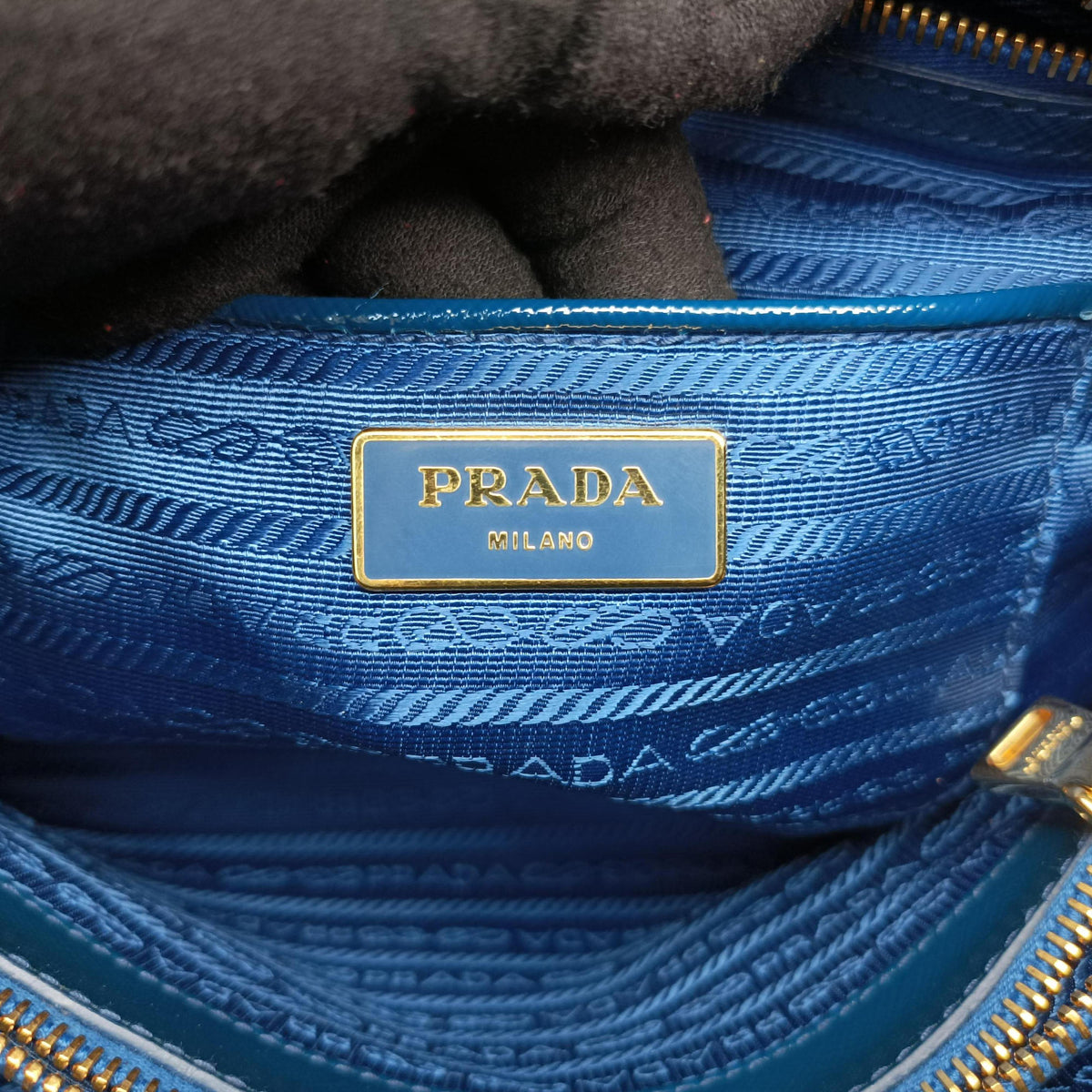 Pre-owned Prada Promenade Green Patent SAFFIANO Leather BL0812 handbag | stylenewstar