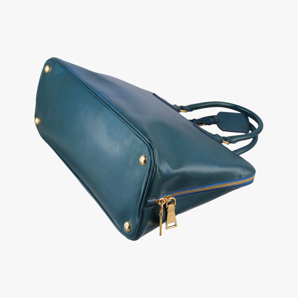 Pre-owned Prada Promenade Green Patent SAFFIANO Leather BL0812 handbag | stylenewstar