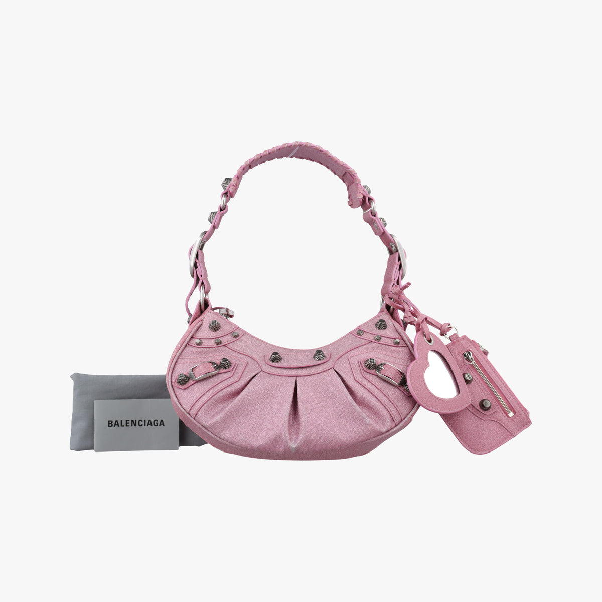 Pre-owned Balenciaga Le Cagole Pink Sparkling Fabric  shoulderbag | stylenewstar
