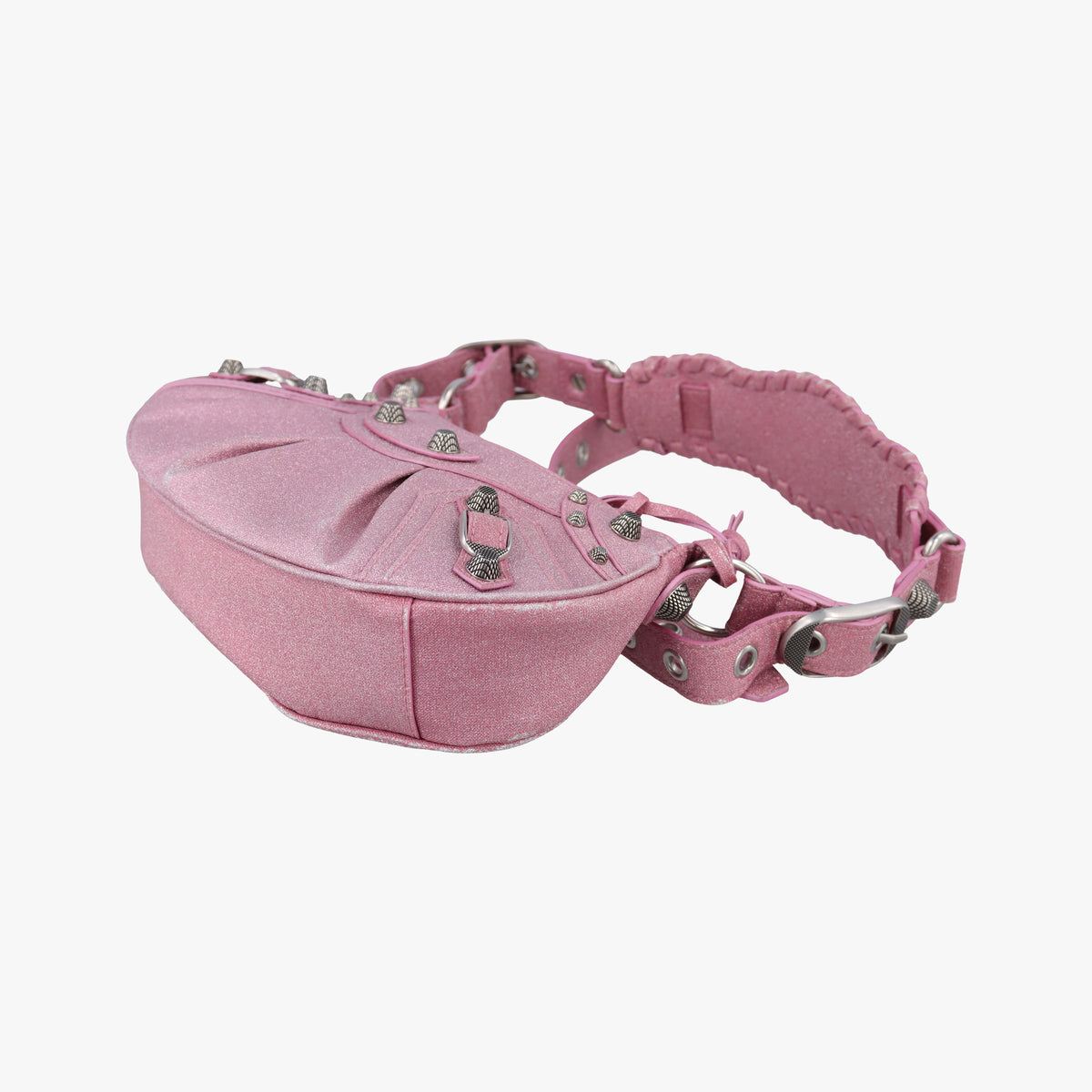 Pre-owned Balenciaga Le Cagole Pink Sparkling Fabric  shoulderbag | stylenewstar