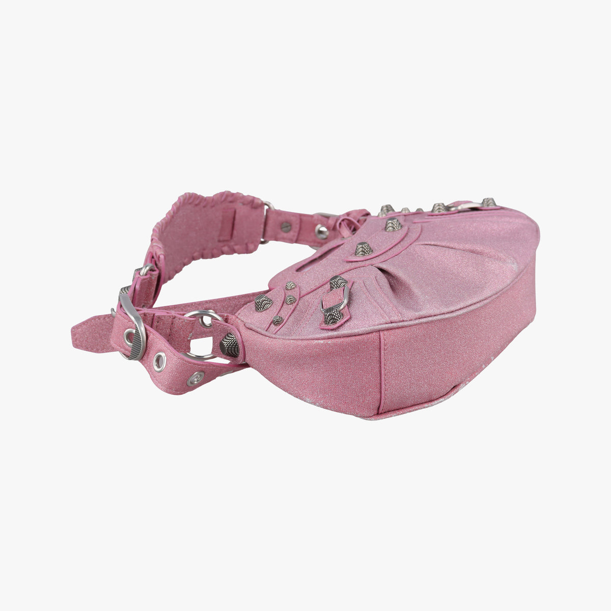 Pre-owned Balenciaga Le Cagole Pink Sparkling Fabric  shoulderbag | stylenewstar