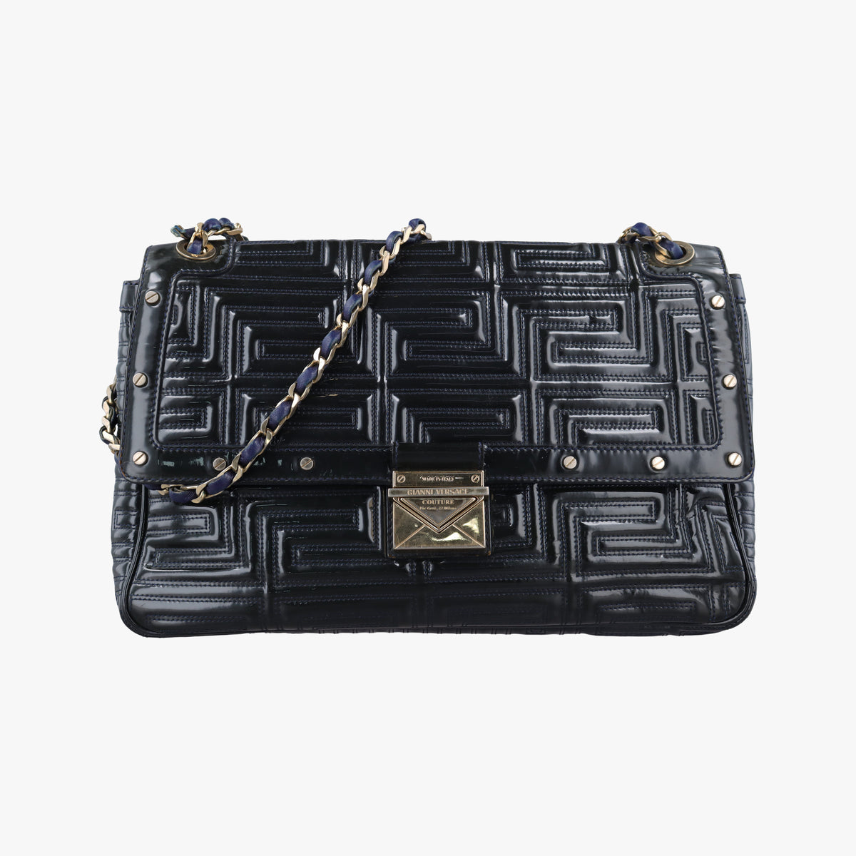 Pre-owned VERSACE Couture quilted Black Patent Leather  shoulderbag | stylenewstar
