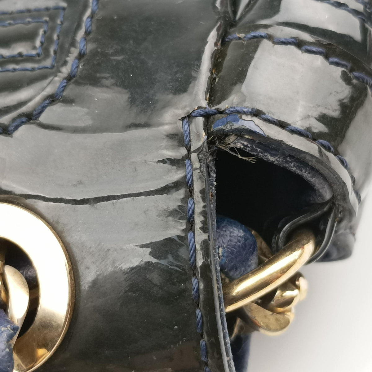 Pre-owned VERSACE Couture quilted Black Patent Leather  shoulderbag | stylenewstar
