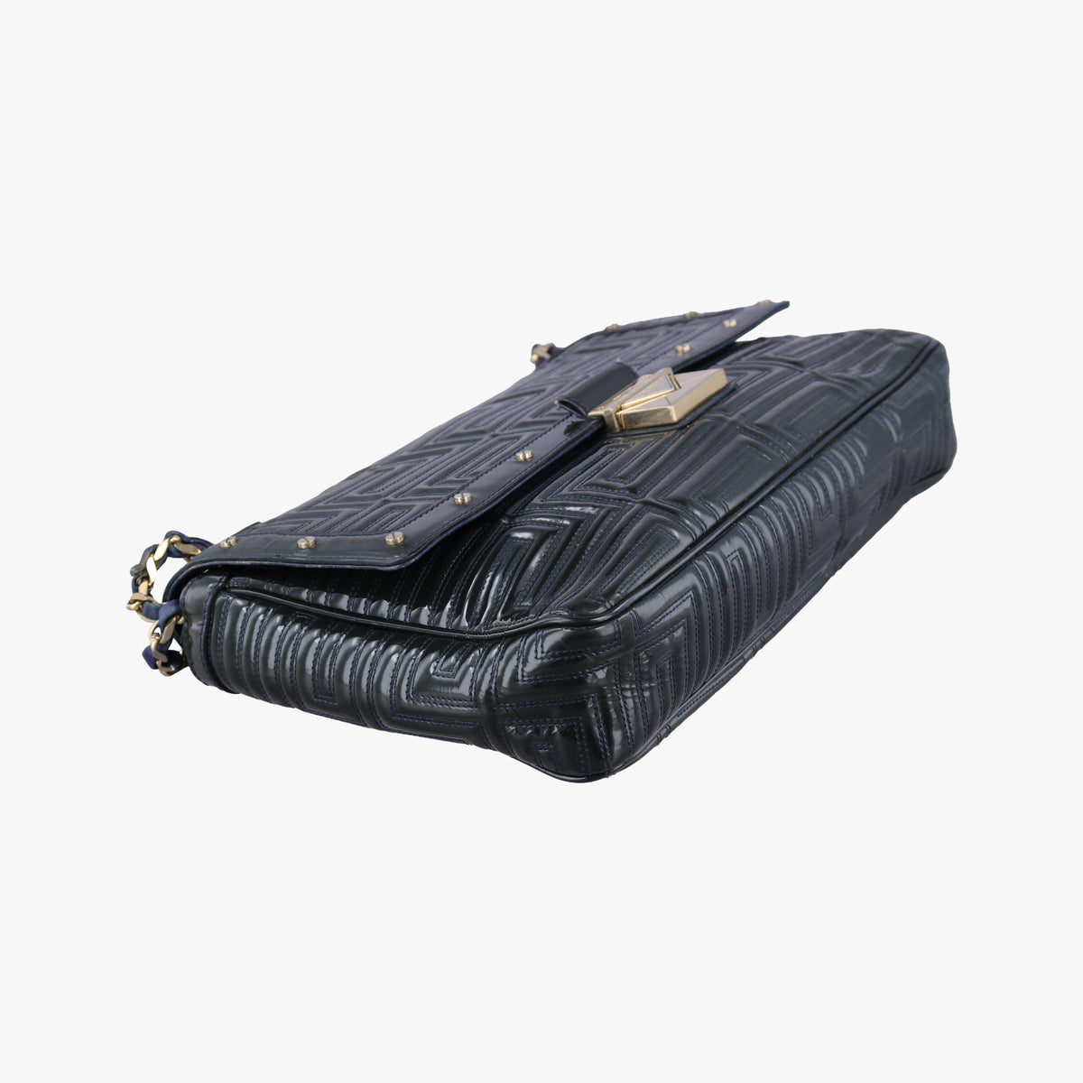 Pre-owned VERSACE Couture quilted Black Patent Leather  shoulderbag | stylenewstar