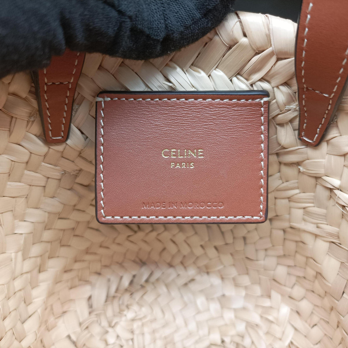 Secondhand Celine Teen Triomphe Pannier Beige×Brown Leather×straw  shoulderbag | stylenewstar