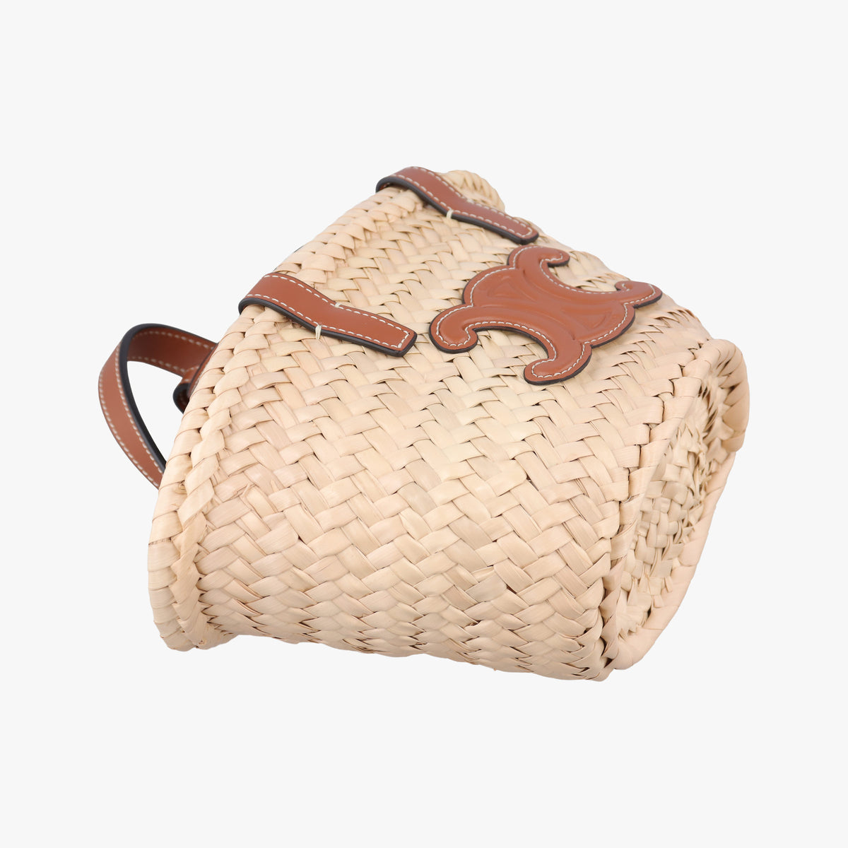 Secondhand Celine Teen Triomphe Pannier Beige×Brown Leather×straw  shoulderbag | stylenewstar