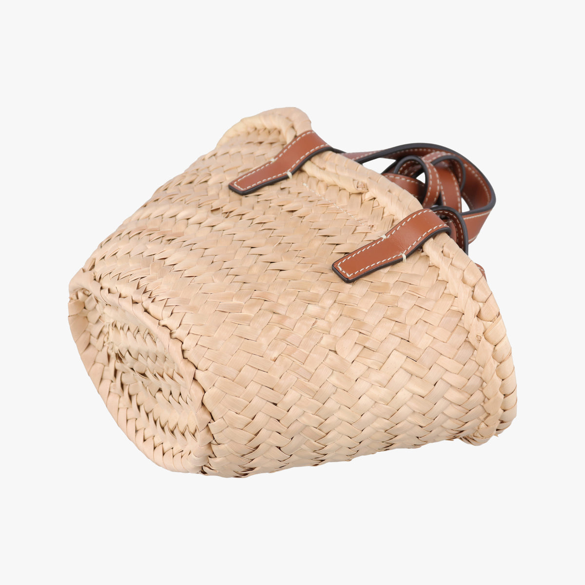 Secondhand Celine Teen Triomphe Pannier Beige×Brown Leather×straw  shoulderbag | stylenewstar