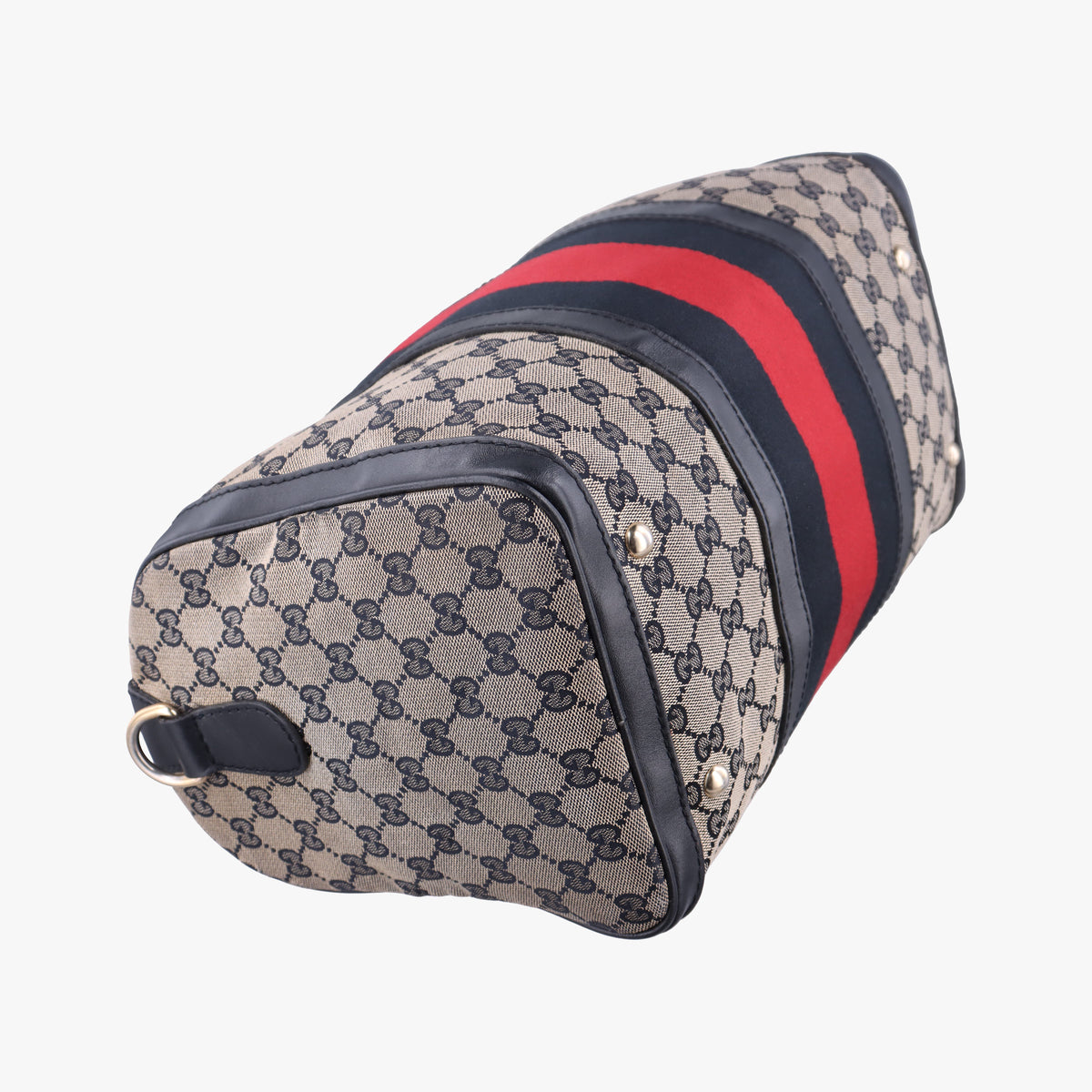 Pre-owned Gucci Sherry Line navy×red×beige canvas×leather 247205 shoulderbag | stylenewstar